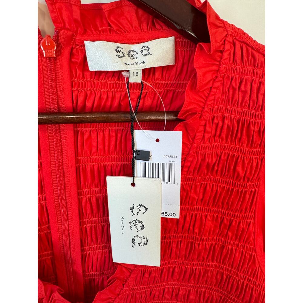 SEA NY NWT Scarlet Gaia Solid Cotton Longsleeve Mini Dress Sz 12 Valentine’s Day - Picture 3 of 14